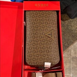 Guess Brown Logo Clutch